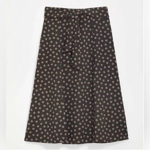 Loft Retro Floral Print Tie-waist Midi Skirt